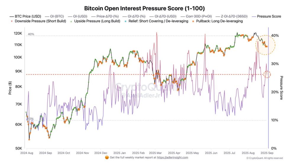 Bitcoin Open Interest Pressure Score (1-100) | Source: Axel Adler