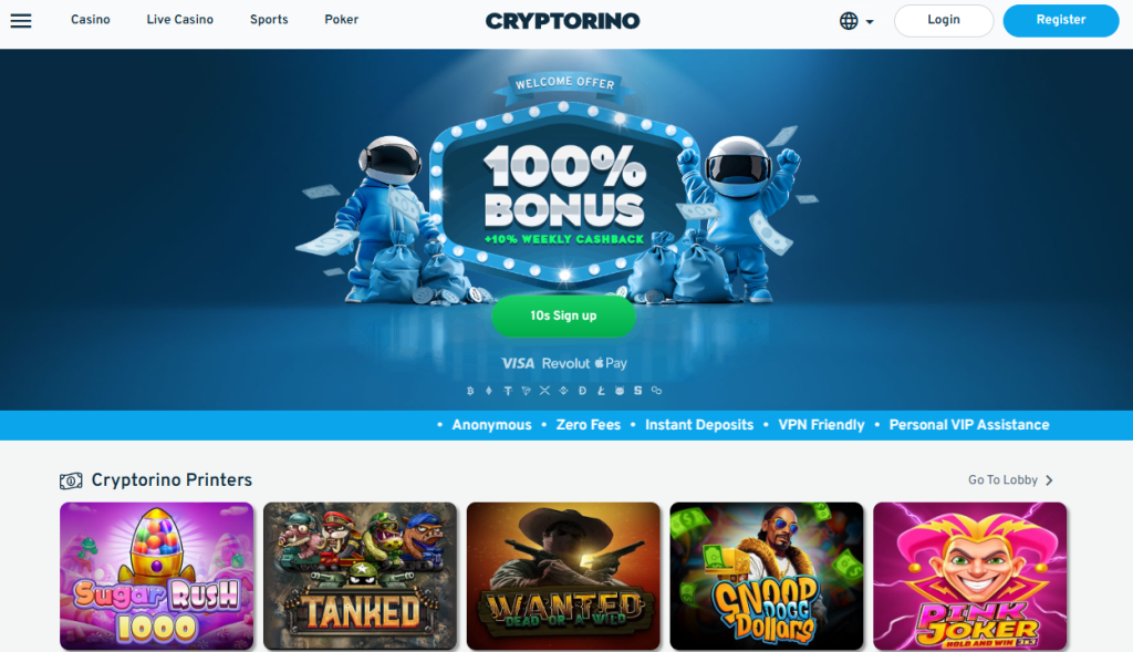 5. Cryptorino – Versatile Betting Hub for Football and Esports