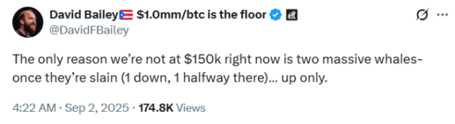 David Bailey Bitcoin prediction on Twitter.