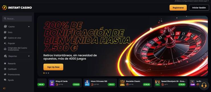 Instant Casino permite apuestas internacionales en cualquier momento del día