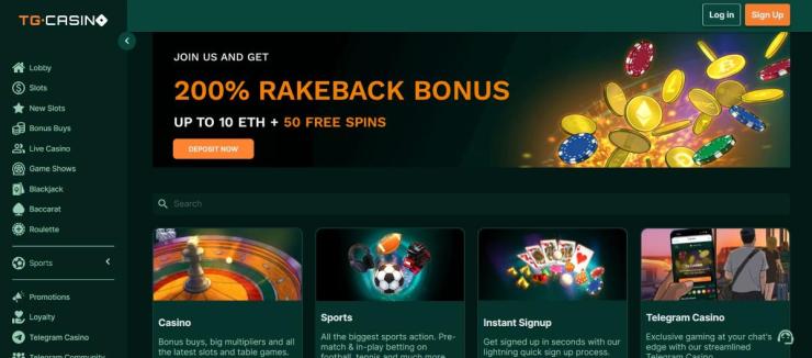 TG.Casino permite apostar online sin registrarse