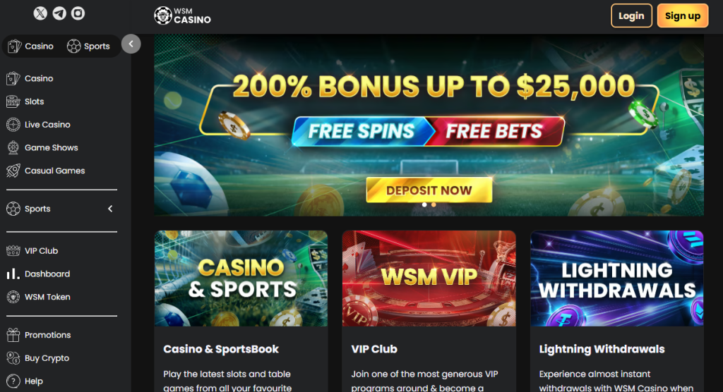 9. WSM Casino – VIP Crypto Betting for the FIFA World Cup