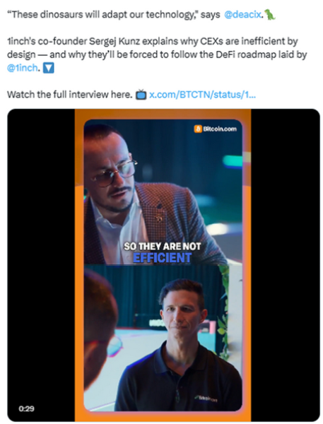 A post on X by Bitcoin.com News