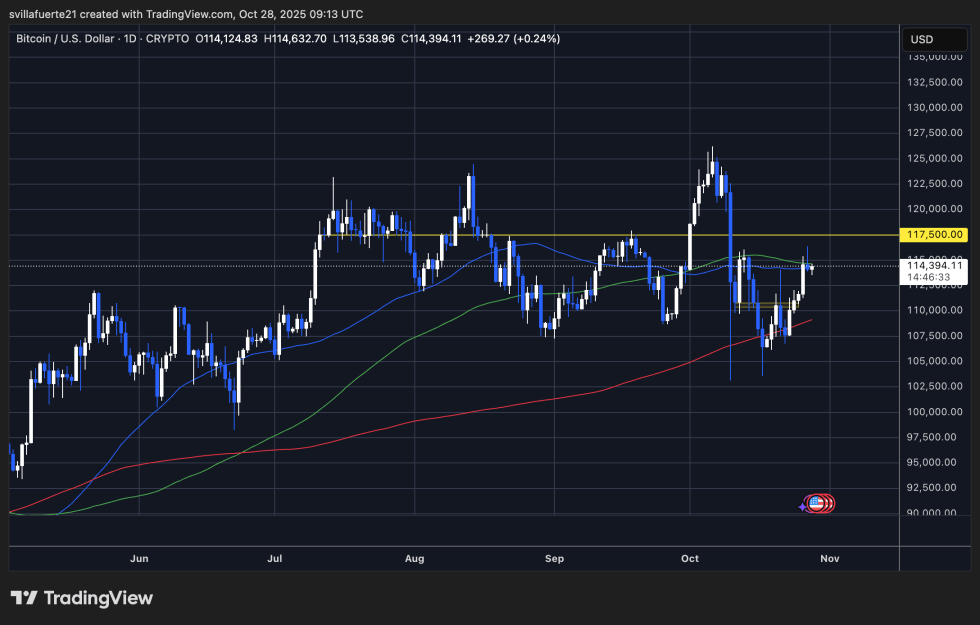 BTC consolidation below key resistance | Source: BTCUSDT chart on TradingView