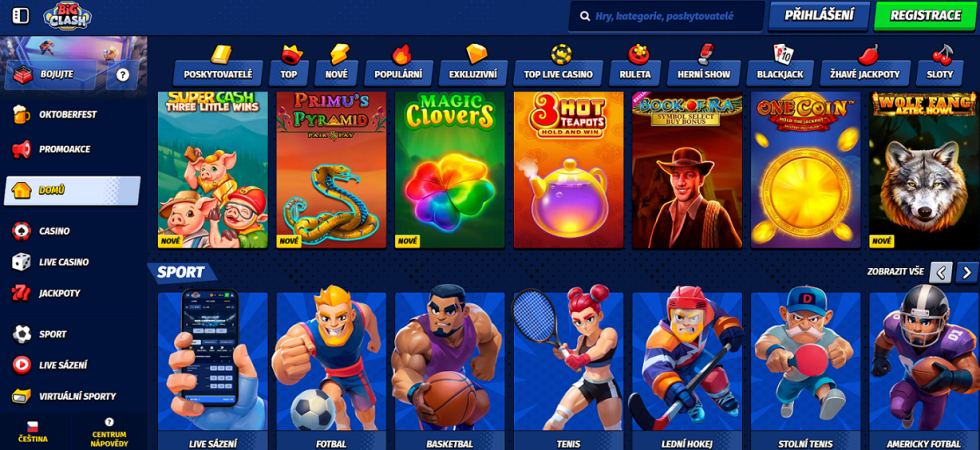 Nabídka her BigClash casina