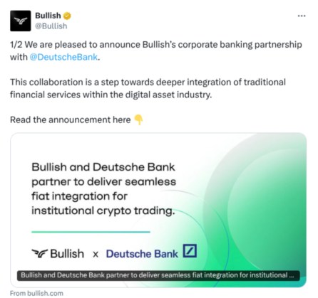 Bullish announcing the partnership