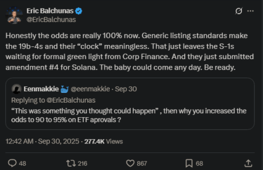 Eric Balchunas increasing the odds on ETF approvals to 100%