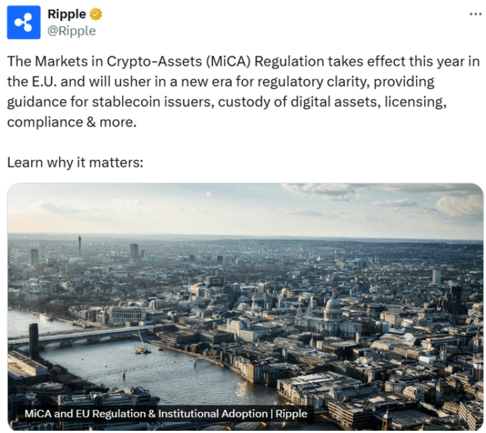 Ripple’s MiCA post on X.