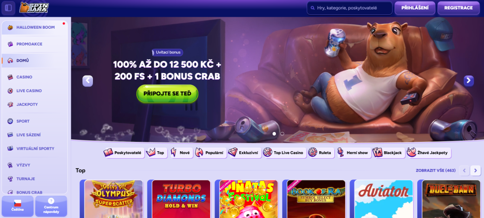 Spinbara Casino automaty zdarma bez registrace