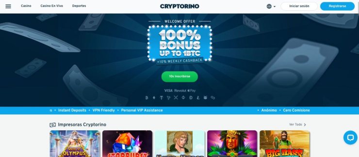 En Cryptorino puedes hacer apuestas deportivas con criptomonedas las 24 horas