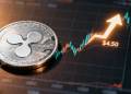 เหรียญ XRP วางบนกราฟราคาดิจิทัล พร้อมลูกศรชี้ขึ้นไปที่เป้าหมายราคา $4.50 ตามการวิเคราะห์ของ Gemini