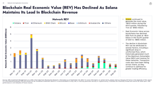 Blockchain network Real Economic Value (REV) chart.