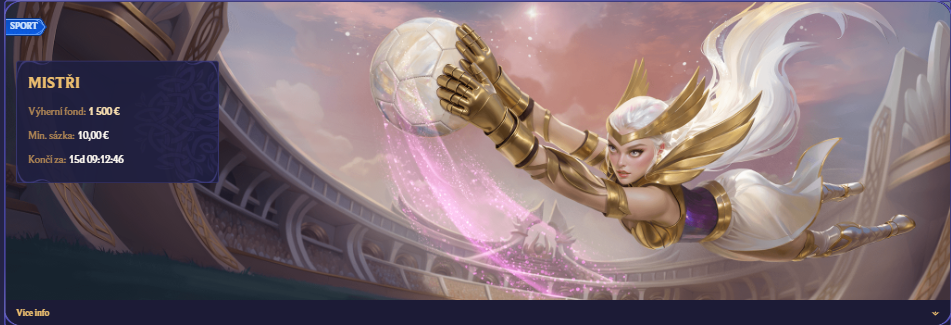 Dostupné turnaje na stránce kasína