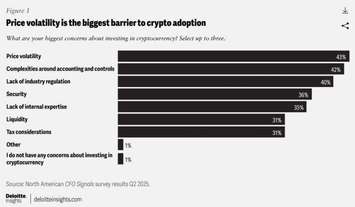 Price volatility a major barrier to crypto.