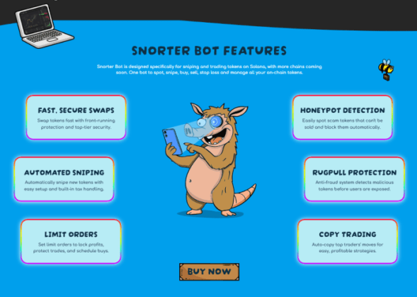 institutions-buy-solana-snort-presale-ends-soon Snorter Bot Token features.