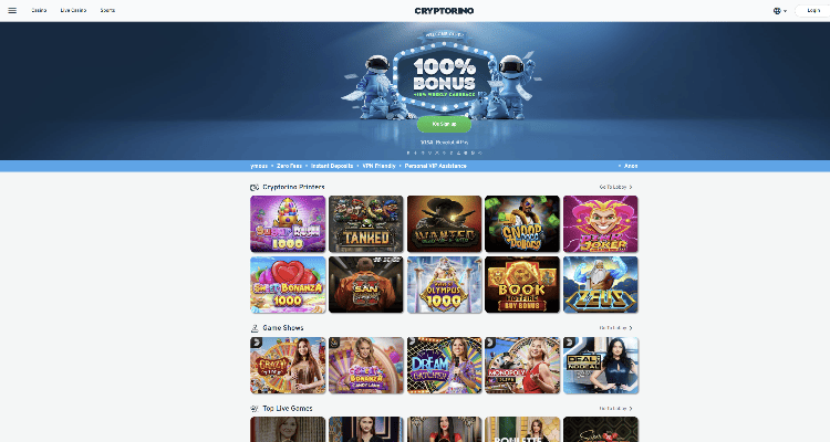 3. Cryptorino - naujos kartos Telegram kriptovaliutų kazino su įspūdingais prizais
