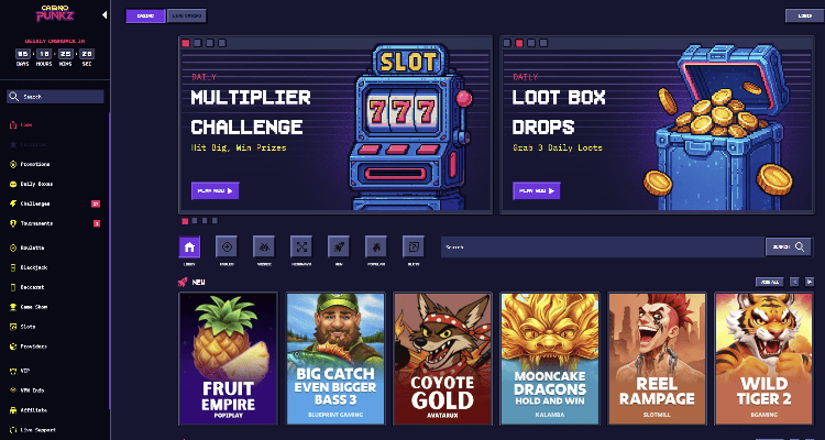 5. CasinoPunkz - 8bit stiliaus Telegram kriptovaliutų kazino su dosniomis premijomis