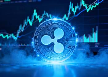 ภาพสัญลักษณ์เหรียญ XRP ที่ส่องสว่างท่ามกลางกราฟราคาที่ผันผวน สะท้อนข่าวการเดิมพันของ Bill Morgan
