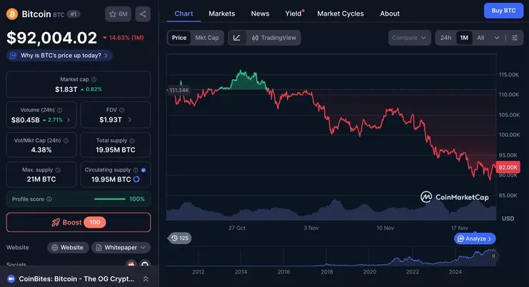 Bitcoin cena november