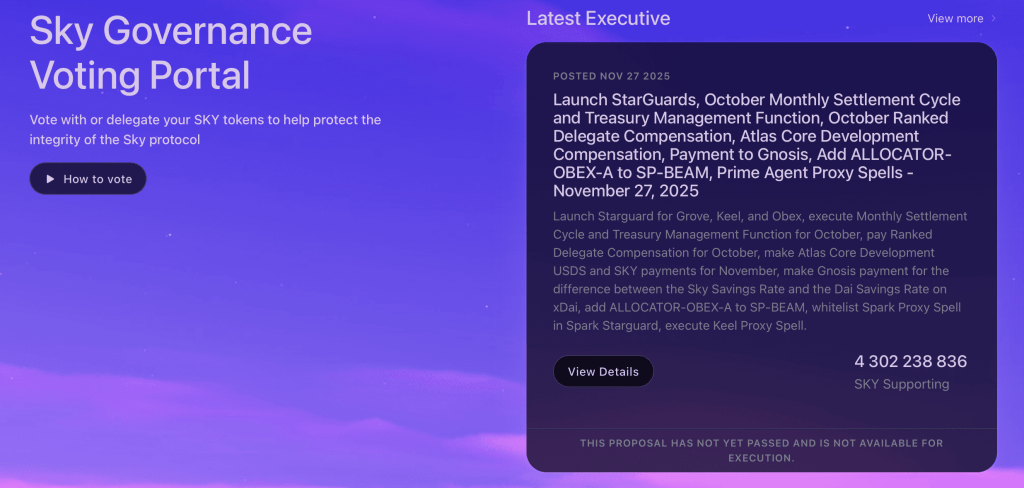 DAO hlasování na platformě Sky