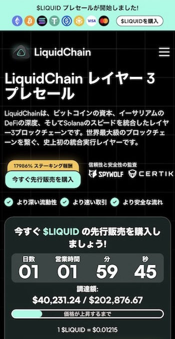リキッドチェーンのホームページ