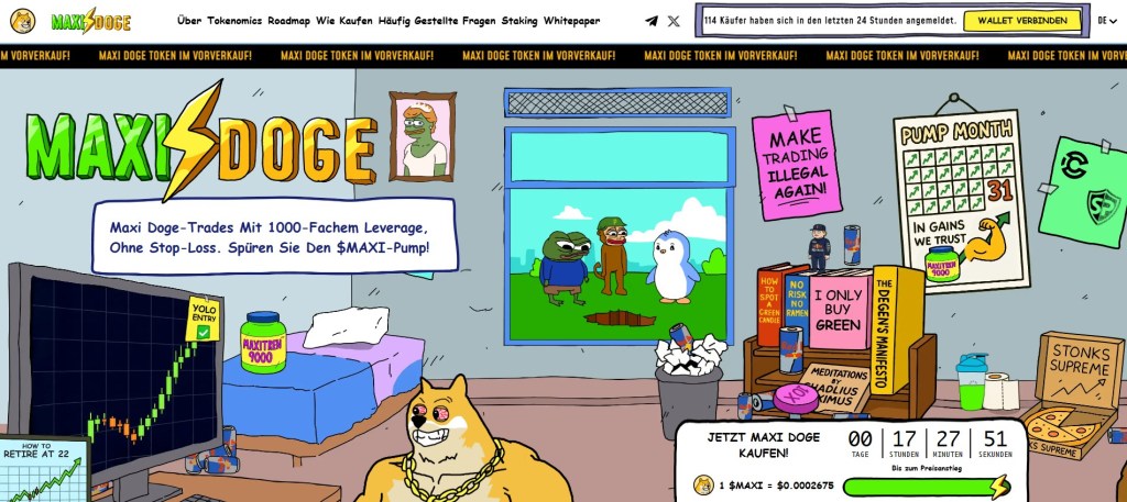 Maxi Doge (MAXI) Presale auf der Homepage als neuer Hebel für die Solana Kurs Prognose.