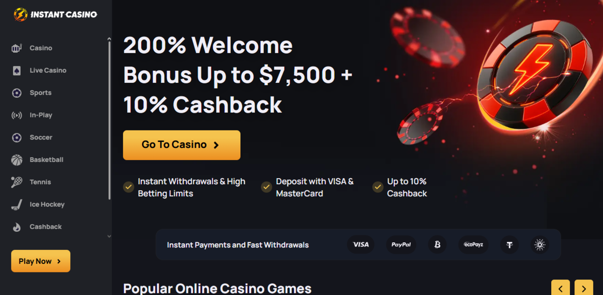 Instant Casino - modernus kazino su gausiomis premijomis