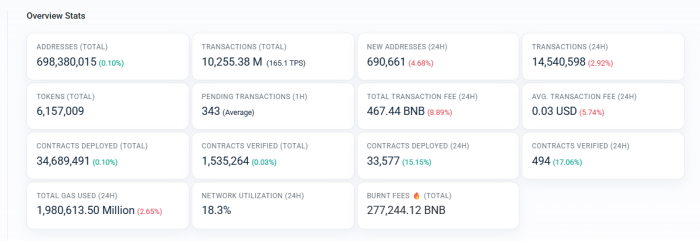 BNB chain key stats.