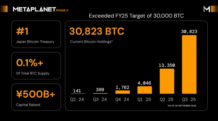 Metaplanet current holdings and FY20205 target.