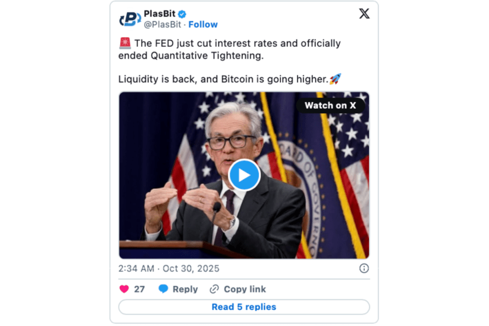 plasibit x post bitcoin fed