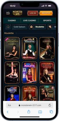 Roulette section on Monsterwin casino