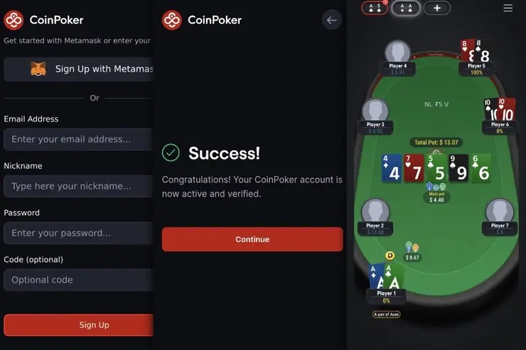 CoinPoker registrácia poker online
