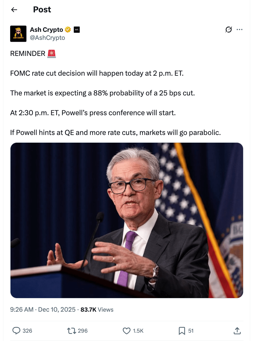 FOMC - cięcie stóp - post z X