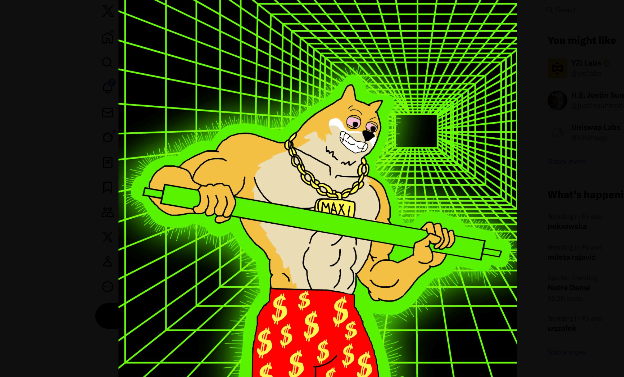 Maxi Doge z zieloną świecą