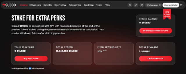 SUBBD Token staking.