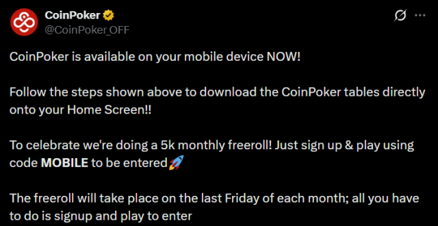 Oznámení CoinPoker na X