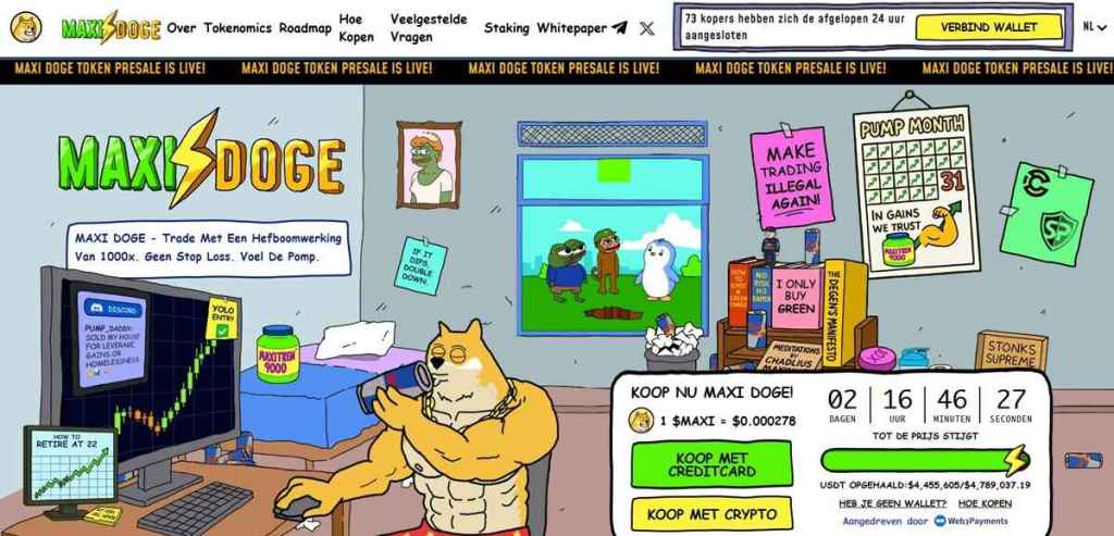 Presale alternatief naast de Cardano koers Maxi Doge (MAXI)