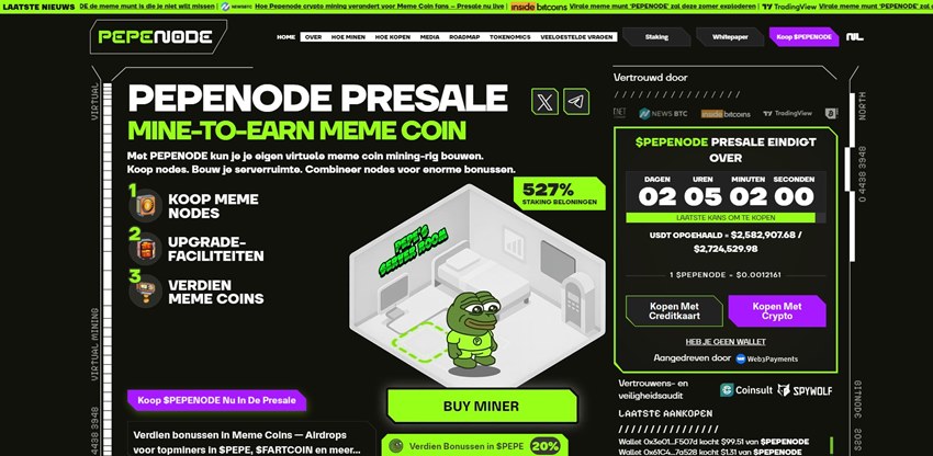 Crypto met potentie: PepeNode (PEPENODE) presale met deadline 8 januari 15:00 CET