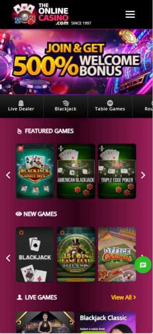 The Online Casino mobile view, baccarat online casino