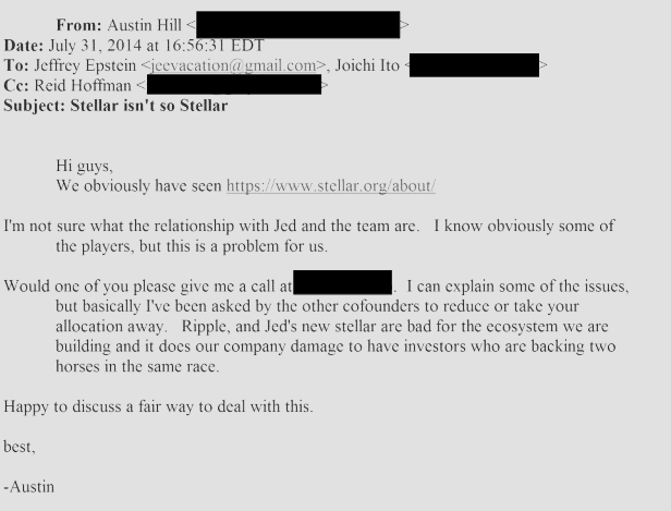 Ripple Stellar mention in Epstein files