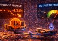Bitcoin Coinbase Premium Signals Persistent Weakness In US Spot Demand