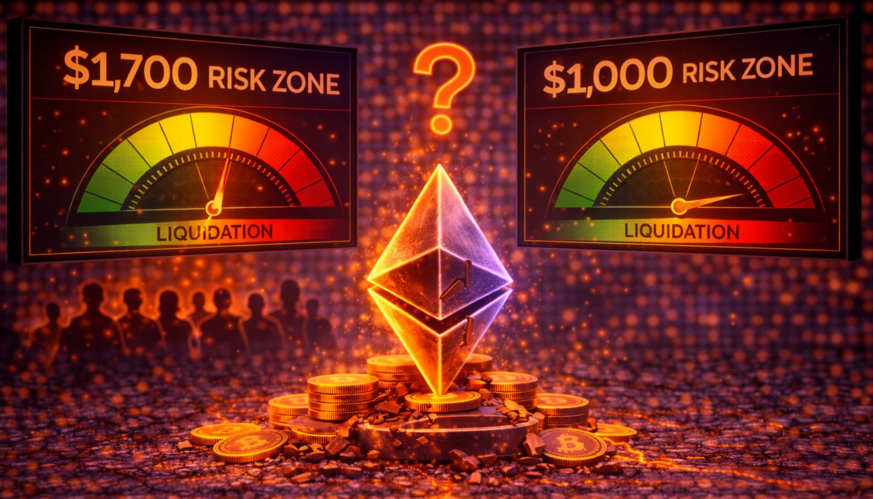 Ethereum Faces Liquidation Zones: Large Holders Cluster Risk Levels Between $1,700 And $1,000