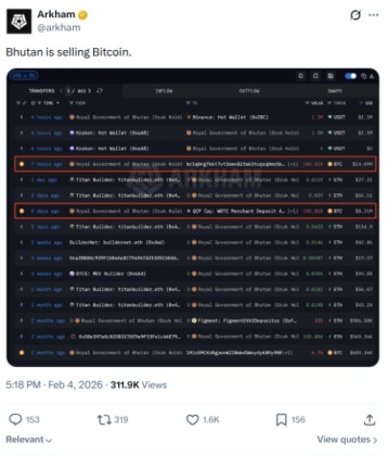 Arkham X post about Bhutan's sale. 