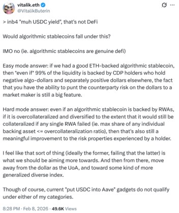 Buterin comments on stablecoins.