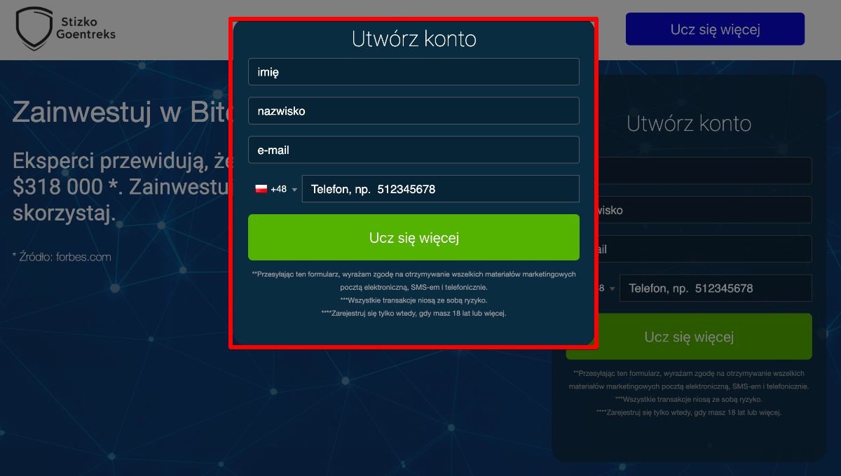zarejestruj się w Stizko Geontreks