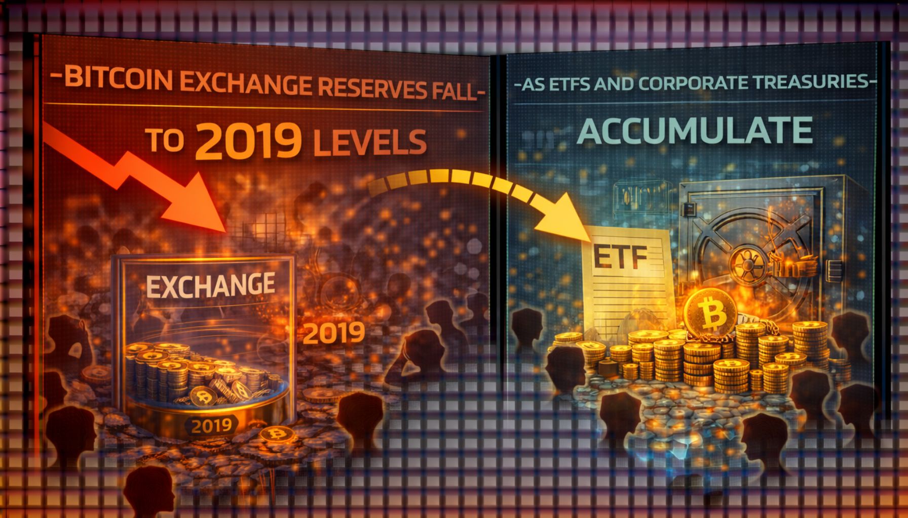 Bitcoin Exchange Reserves Fall To 2019 Levels As ETFs And Corporate Treasuries Accumulate
